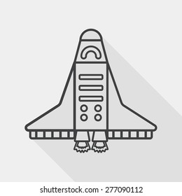 Spaceship flat icon with long shadow, line icon