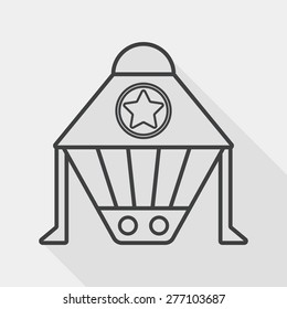 Spaceship flat icon with long shadow, line icon