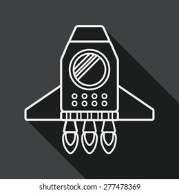 Spaceship flat icon with long shadow, line icon