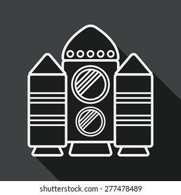 Spaceship flat icon with long shadow, line icon