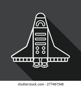 Spaceship flat icon with long shadow, line icon