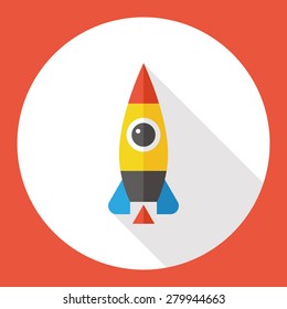 spaceship flat icon with long shadow