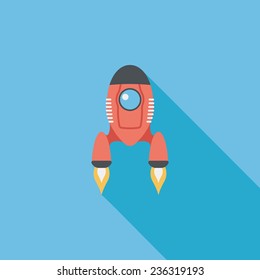 Spaceship flat icon with long shadow,eps10
