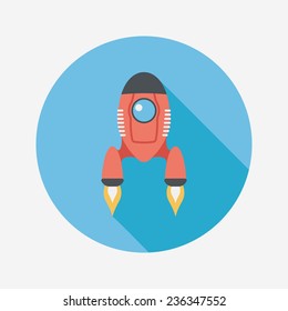 Spaceship flat icon with long shadow,eps10