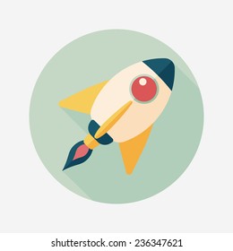 Spaceship flat icon with long shadow,eps10