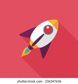 Spaceship flat icon with long shadow,eps10