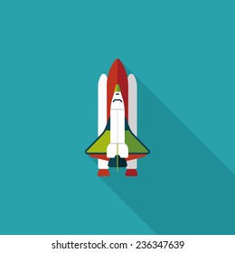 Spaceship flat icon with long shadow,eps10