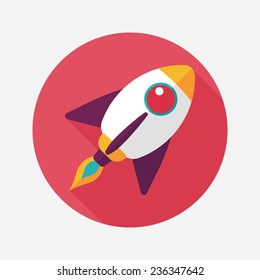Spaceship flat icon with long shadow,eps10