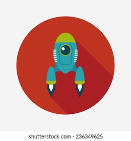 Spaceship flat icon with long shadow,eps10