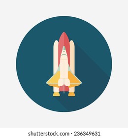 Spaceship flat icon with long shadow,eps10