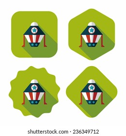 Spaceship flat icon with long shadow,eps10