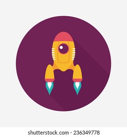 Spaceship flat icon with long shadow,eps10