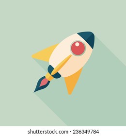 Spaceship flat icon with long shadow,eps10