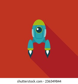Spaceship flat icon with long shadow,eps10