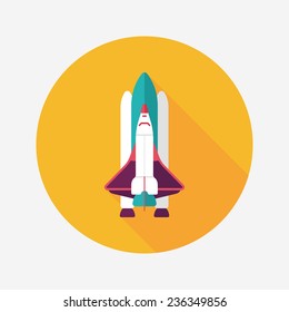 Spaceship flat icon with long shadow,eps10