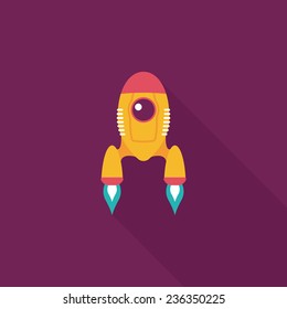 Spaceship flat icon with long shadow,eps10
