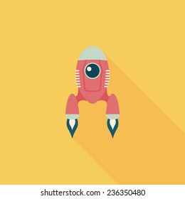 Spaceship flat icon with long shadow,eps10