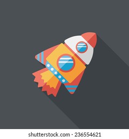 Spaceship flat icon with long shadow,eps10