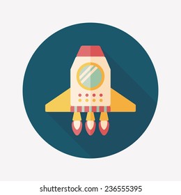 Spaceship flat icon with long shadow,eps10