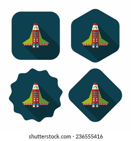 Spaceship flat icon with long shadow,eps10