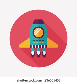Spaceship flat icon with long shadow,eps10