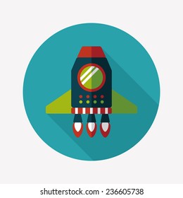 Spaceship flat icon with long shadow,eps10