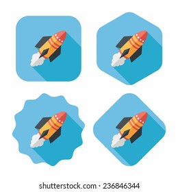 Spaceship flat icon with long shadow,eps10