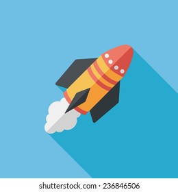 Spaceship flat icon with long shadow,eps10