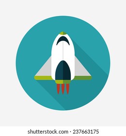 Spaceship flat icon with long shadow,eps10