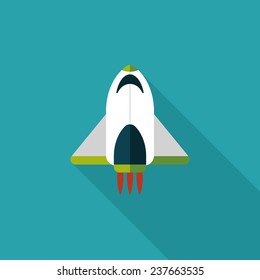 Spaceship flat icon with long shadow,eps10