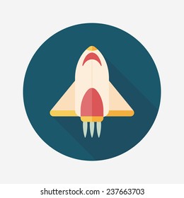 Spaceship flat icon with long shadow,eps10