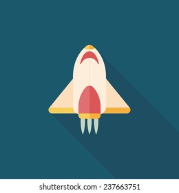 Spaceship flat icon with long shadow,eps10