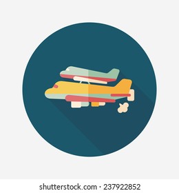 Spaceship flat icon with long shadow,eps10