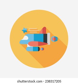 Spaceship flat icon with long shadow,eps10