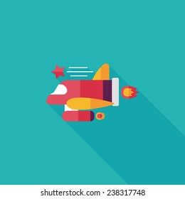 Spaceship flat icon with long shadow,eps10