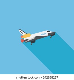 Spaceship flat icon with long shadow,eps10