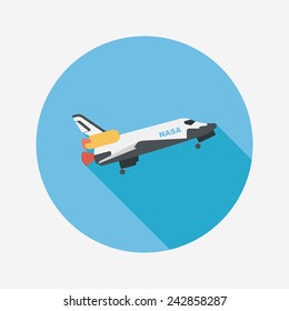 Spaceship flat icon with long shadow,eps10