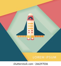 Spaceship flat icon with long shadow,eps10