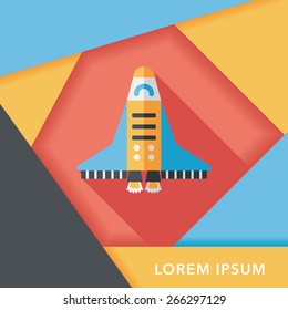 Spaceship flat icon with long shadow,eps10