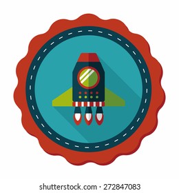 Spaceship flat icon with long shadow,eps10