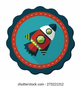 Spaceship flat icon with long shadow,eps10