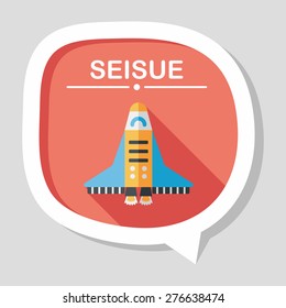 Spaceship flat icon with long shadow,eps10