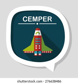 Spaceship flat icon with long shadow,eps10