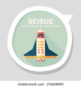 Spaceship flat icon with long shadow,eps10