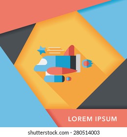 Spaceship flat icon with long shadow,eps10