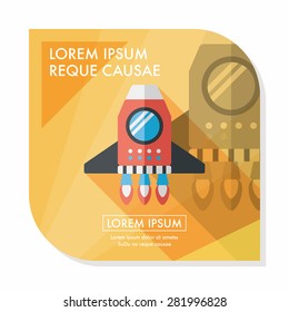 Spaceship flat icon with long shadow,eps10