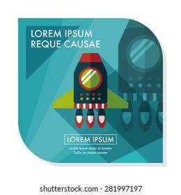 Spaceship flat icon with long shadow,eps10