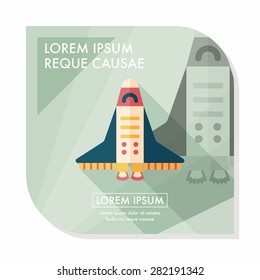 Spaceship flat icon with long shadow,eps10