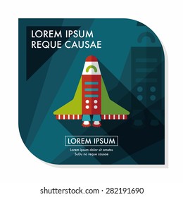 Spaceship flat icon with long shadow,eps10