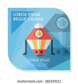 Spaceship flat icon with long shadow,eps10